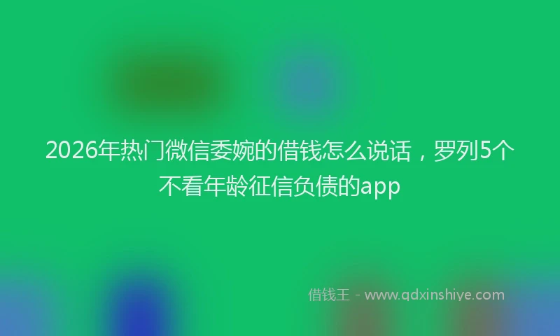 2026年热门微信委婉的借钱怎么说话，罗列5个不看年龄征信负债的app