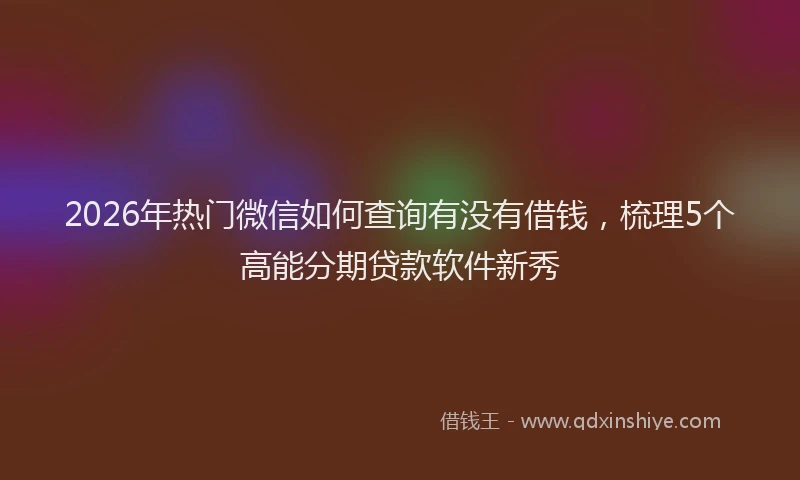 2026年热门微信如何查询有没有借钱，梳理5个高能分期贷款软件新秀