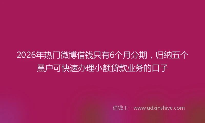 2026年热门微博借钱只有6个月分期，归纳五个黑户可快速办理小额贷款业务的口子