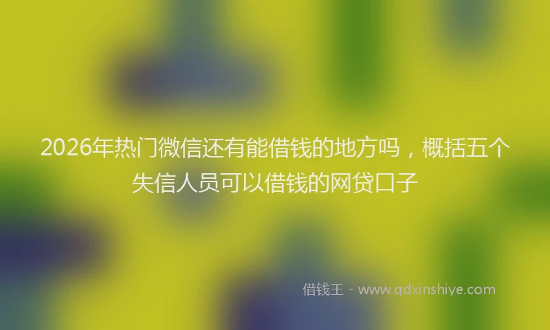 2026年热门微信还有能借钱的地方吗,概括五个失信人员可以借钱的网贷口子