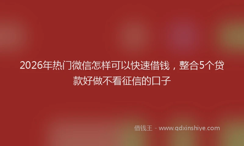 2026年热门微信怎样可以快速借钱，整合5个贷款好做不看征信的口子