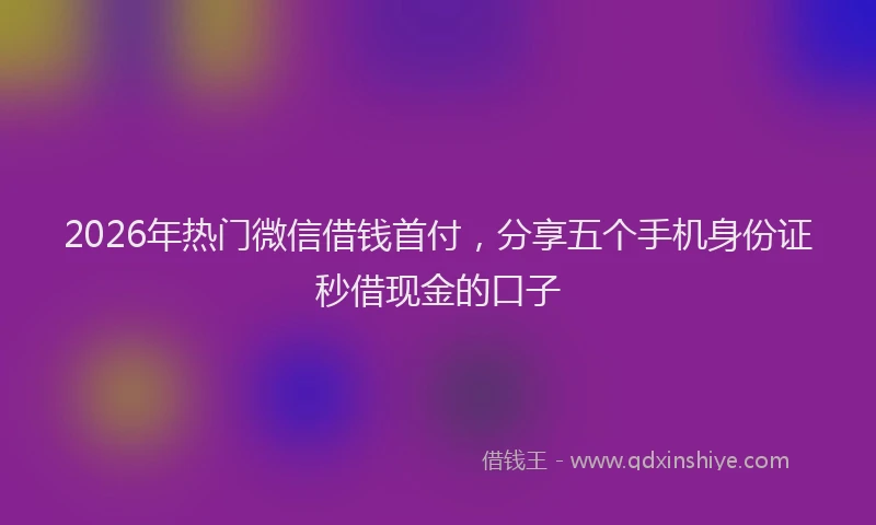 2026年热门微信借钱首付，分享五个手机身份证秒借现金的口子