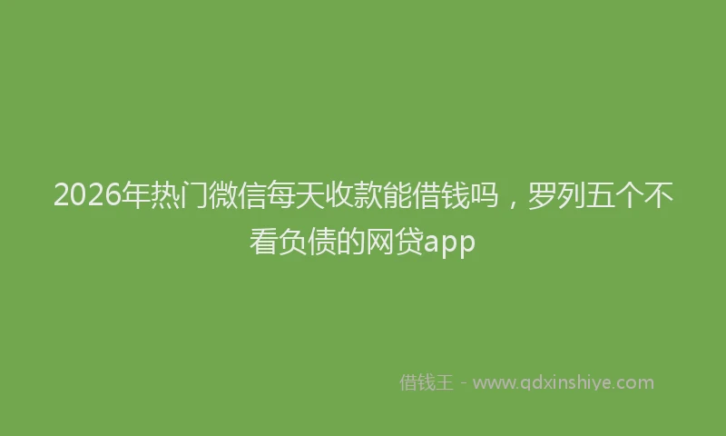 2026年热门微信每天收款能借钱吗,罗列五个不看负债的网贷app