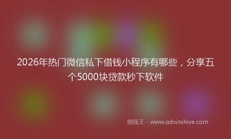 2026年热门微信私下借钱小程序有哪些，分享五个5000块贷款秒下软件