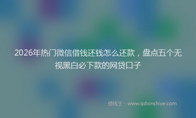 2026年热门微信借钱还钱怎么还款，盘点五个无视黑白必下款的网贷口子