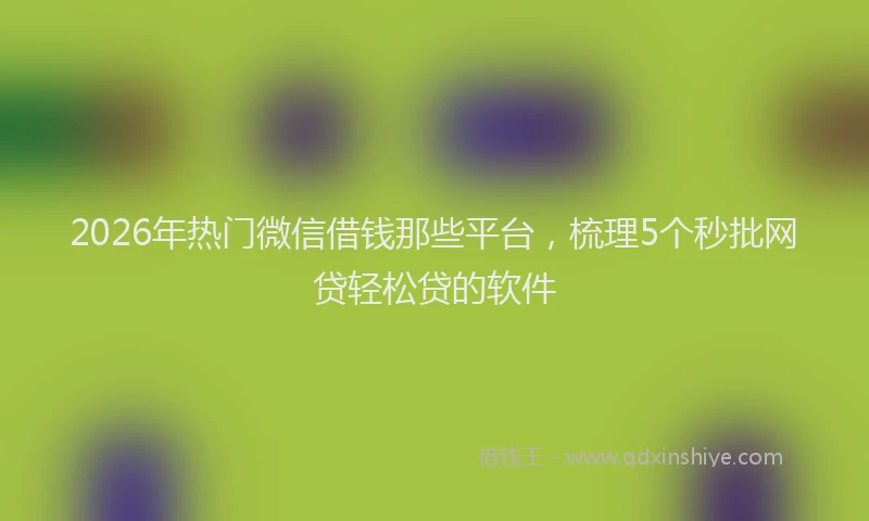 2026年热门微信借钱那些平台，梳理5个秒批网贷轻松贷的软件