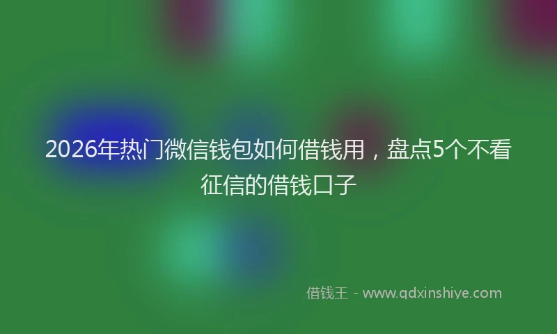 2026年热门微信钱包如何借钱用，盘点5个不看征信的借钱口子