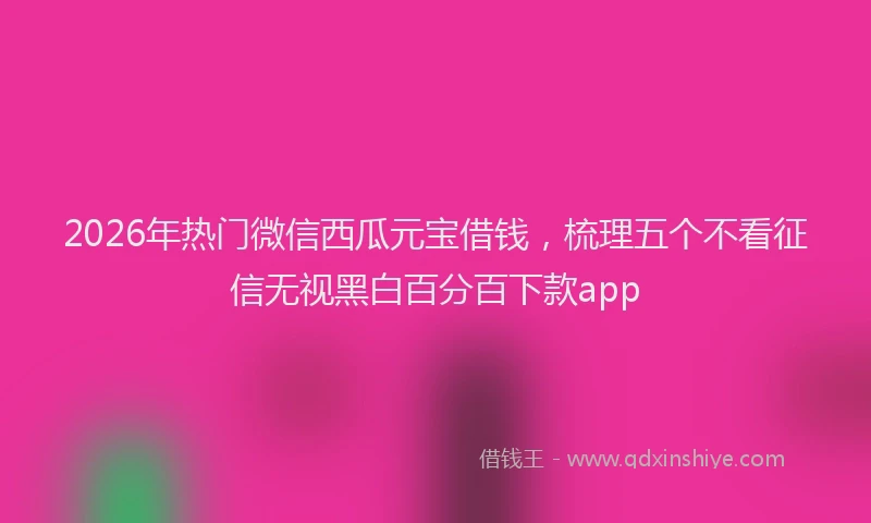 2026年热门微信西瓜元宝借钱，梳理五个不看征信无视黑白百分百下款app
