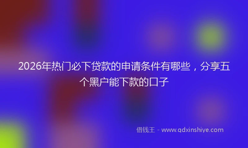 2026年热门必下贷款的申请条件有哪些，分享五个黑户能下款的口子