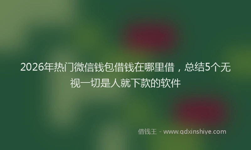 2026年热门微信钱包借钱在哪里借，总结5个无视一切是人就下款的软件