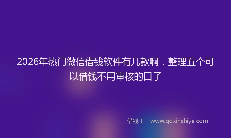 2026年热门微信借钱软件有几款啊，整理五个可以借钱不用审核的口子