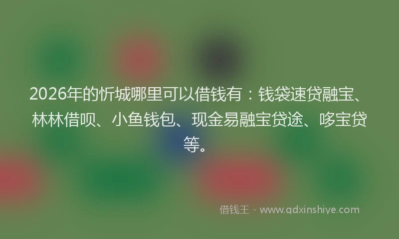 2026年的忻城哪里可以借钱有：钱袋速贷融宝、林林借呗、小鱼钱包、现金易融宝贷途、哆宝贷等。