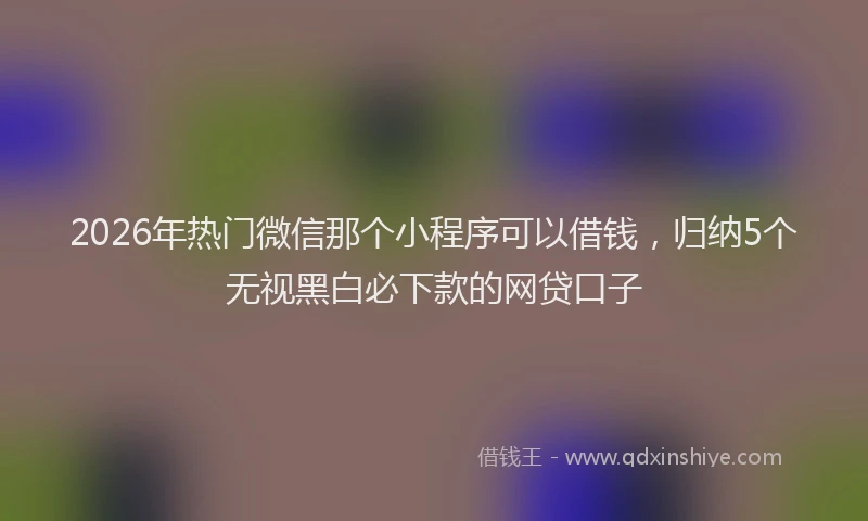 2026年热门微信那个小程序可以借钱，归纳5个无视黑白必下款的网贷口子
