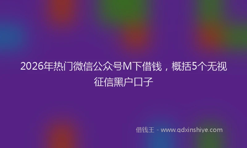 2026年热门微信公众号M下借钱，概括5个无视征信黑户口子