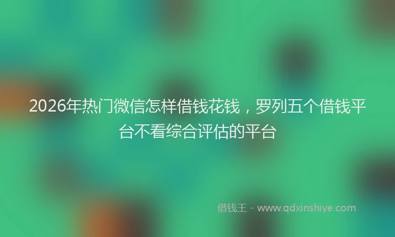 2026年热门微信怎样借钱花钱,罗列五个借钱平台不看综合评估的平台