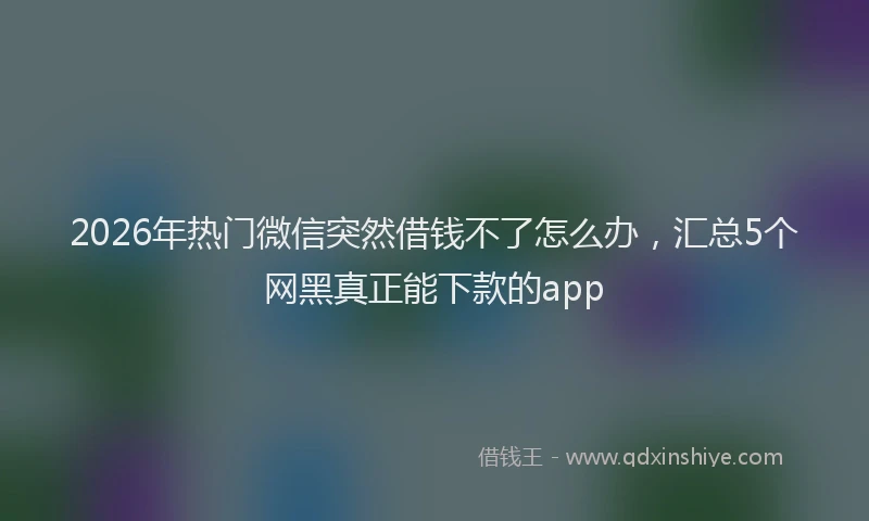 2026年热门微信突然借钱不了怎么办，汇总5个网黑真正能下款的app