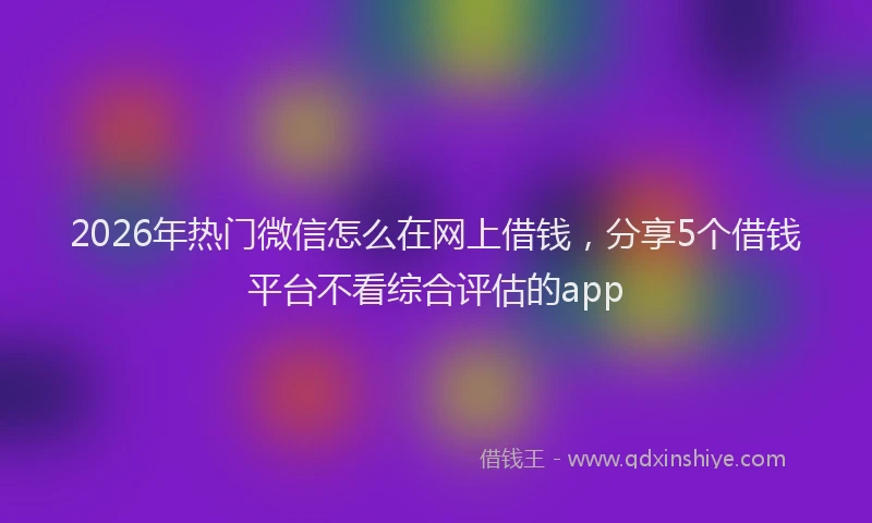 2026年热门微信怎么在网上借钱，分享5个借钱平台不看综合评估的app