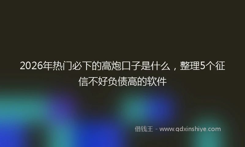 2026年热门必下的高炮口子是什么，整理5个征信不好负债高的软件