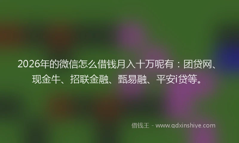 2026年的微信怎么借钱月入十万呢有：团贷网、现金牛、招联金融、甄易融、平安i贷等。