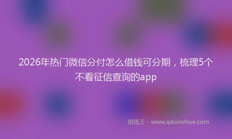 2026年热门微信分付怎么借钱可分期，梳理5个不看征信查询的app