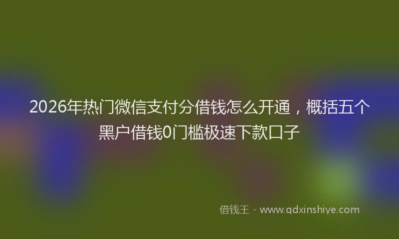 2026年热门微信支付分借钱怎么开通,概括五个黑户借钱0门槛极速下款口子
