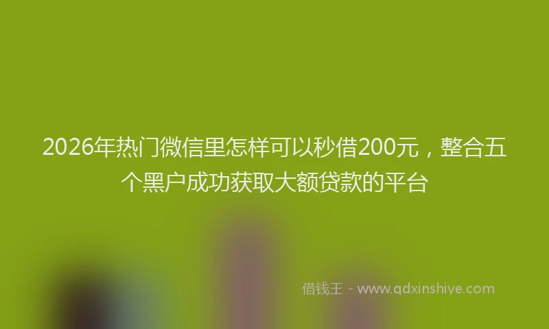 2026年热门微信里怎样可以秒借200元,整合五个黑户成功获取大额贷款的平台