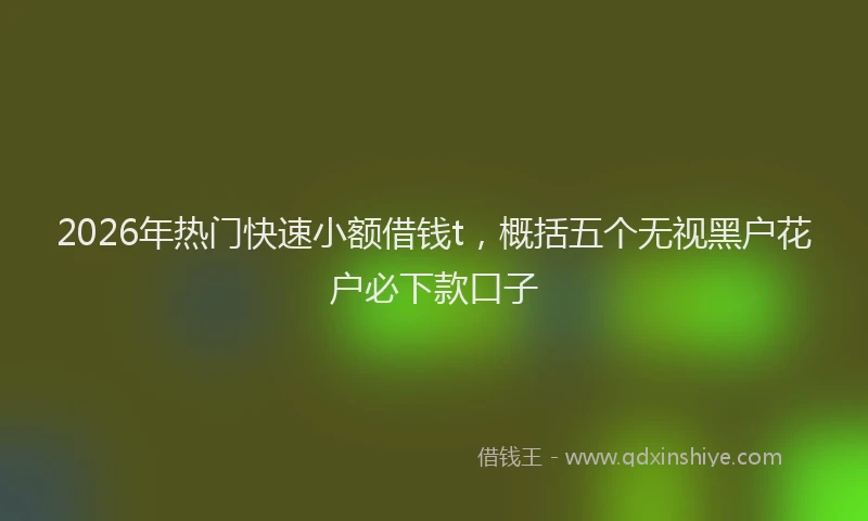 2026年热门快速小额借钱t，概括五个无视黑户花户必下款口子