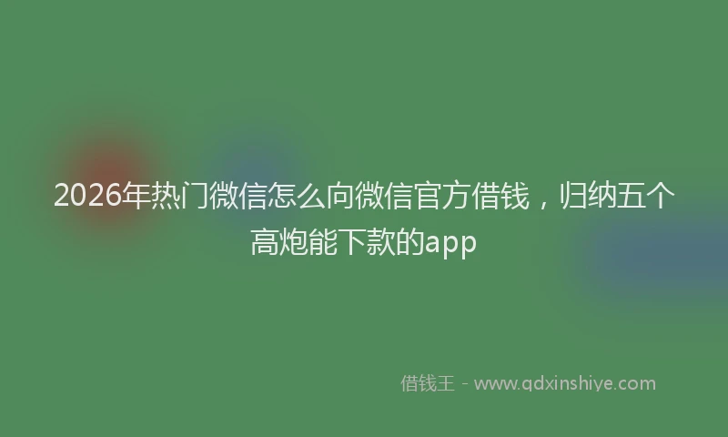 2026年热门微信怎么向微信官方借钱，归纳五个高炮能下款的app
