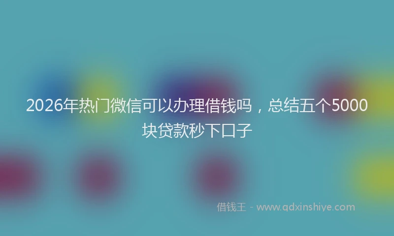 2026年热门微信可以办理借钱吗，总结五个5000块贷款秒下口子