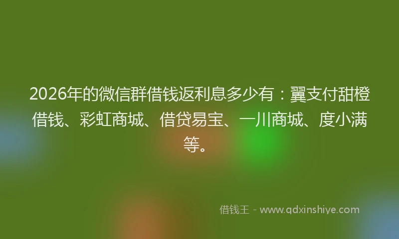 2026年的微信群借钱返利息多少有：翼支付甜橙借钱、彩虹商城、借贷易宝、一川商城、度小满等。