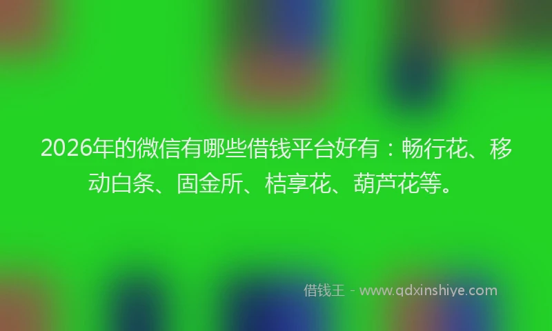 2026年的微信有哪些借钱平台好有：畅行花、移动白条、固金所、桔享花、葫芦花等。