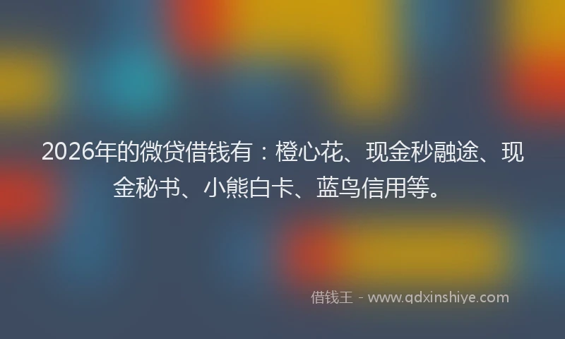 2026年的微贷借钱有:橙心花、现金秒融途、现金秘书、小熊白卡、蓝鸟信用等。