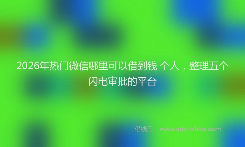 2026年热门微信哪里可以借到钱 个人，整理五个闪电审批的平台