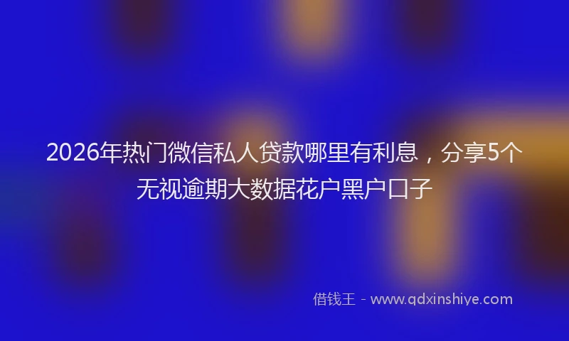 2026年热门微信私人贷款哪里有利息，分享5个无视逾期大数据花户黑户口子