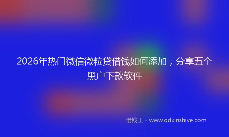 2026年热门微信微粒贷借钱如何添加，分享五个黑户下款软件