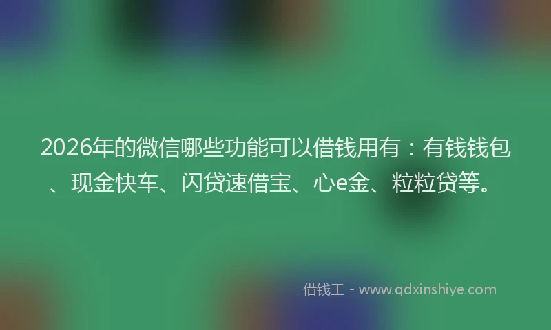 2026年的微信哪些功能可以借钱用有：有钱钱包、现金快车、闪贷速借宝、心e金、粒粒贷等。