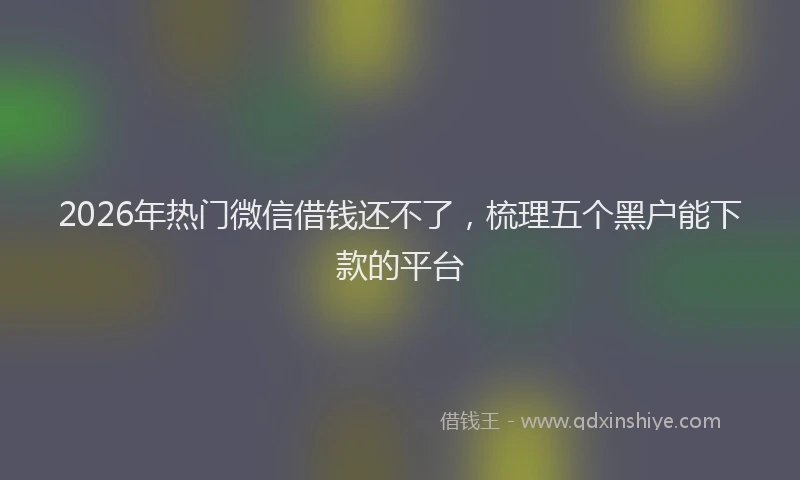 2026年热门微信借钱还不了，梳理五个黑户能下款的平台