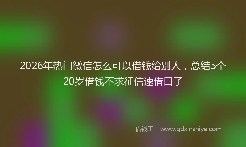 2026年热门微信怎么可以借钱给别人,总结5个20岁借钱不求征信速借口子