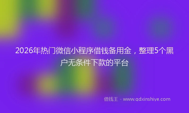 2026年热门微信小程序借钱备用金，整理5个黑户无条件下款的平台