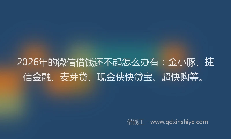 2026年的微信借钱还不起怎么办有：金小豚、捷信金融、麦芽贷、现金侠快贷宝、超快购等。