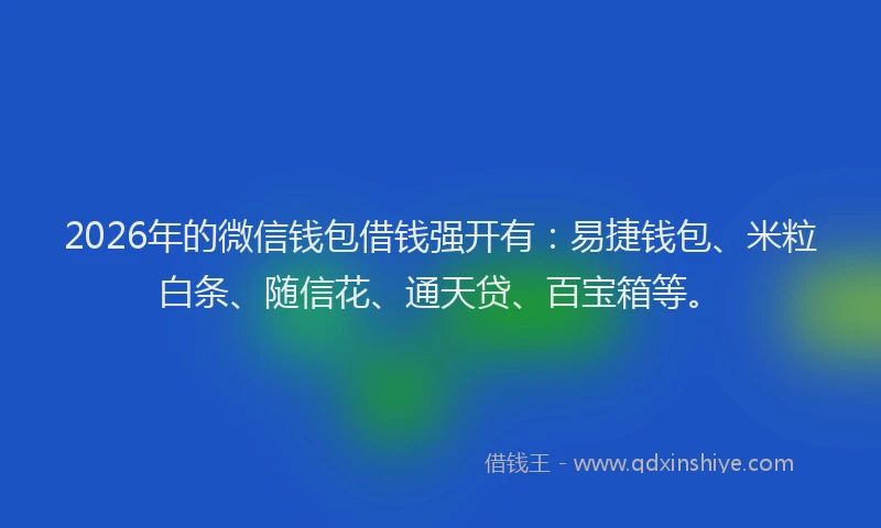 2026年的微信钱包借钱强开有：易捷钱包、米粒白条、随信花、通天贷、百宝箱等。