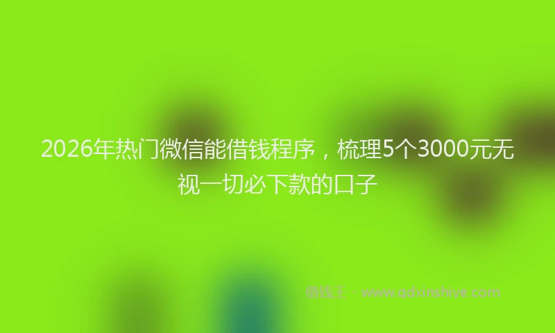 2026年热门微信能借钱程序，梳理5个3000元无视一切必下款的口子
