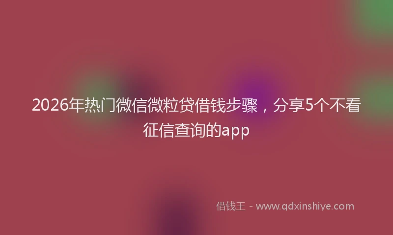 2026年热门微信微粒贷借钱步骤，分享5个不看征信查询的app