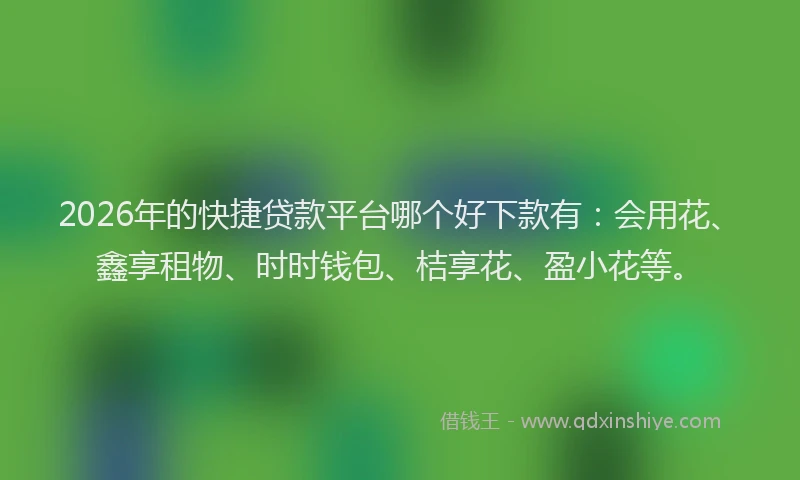 2026年的快捷贷款平台哪个好下款有：会用花、鑫享租物、时时钱包、桔享花、盈小花等。