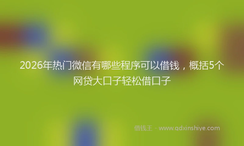 2026年热门微信有哪些程序可以借钱，概括5个网贷大口子轻松借口子