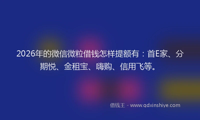 2026年的微信微粒借钱怎样提额有：首E家、分期悦、金租宝、嗨购、信用飞等。