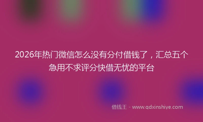 2026年热门微信怎么没有分付借钱了，汇总五个急用不求评分快借无忧的平台