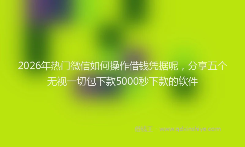 2026年热门微信如何操作借钱凭据呢，分享五个无视一切包下款5000秒下款的软件