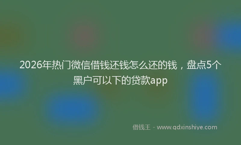2026年热门微信借钱还钱怎么还的钱，盘点5个黑户可以下的贷款app