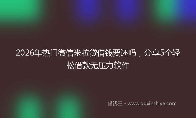 2026年热门微信米粒贷借钱要还吗，分享5个轻松借款无压力软件